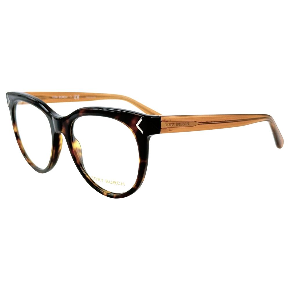 Tory Burch TY2082 Womens Round Plastic Eyeglass Frame 1713 Dark Tortoise 52-17